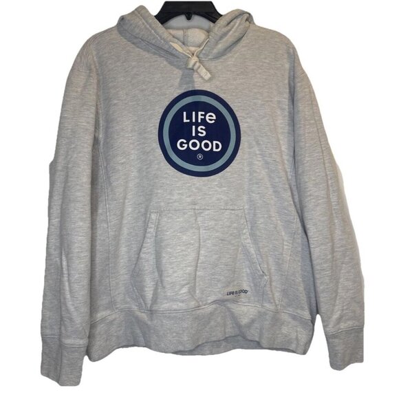 Life is Good Tops - LIFE IS GOOD Women’s Gray Spread Good Vibes Hooded Sweatshirt Sz L Hoodie